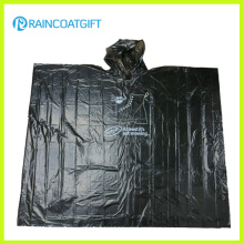 Black Plain Einweg PE Regenmantel Rpe-059